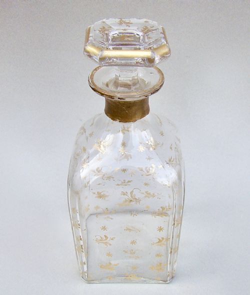 19th Century French Gilt Glass Liqueur Decanter, Circa 1880