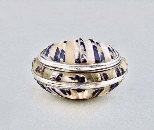 Unusual Georgian Silver Mounted Shell Snuff Box, Circa 1790
