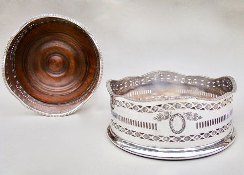 fig 2. PAIR OF EARLY VICTORIAN SILVER PLATED WINE COASTERS, CIRCA 1840