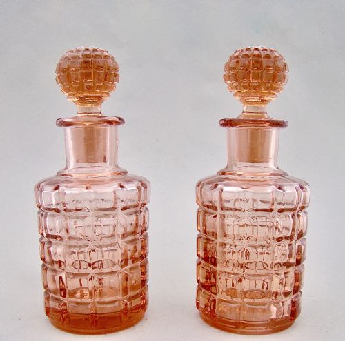 fig 1. PAIR OF 19TH CENTURY PRESSED GLASS SCENT BOTTLES, CIRCA 1890