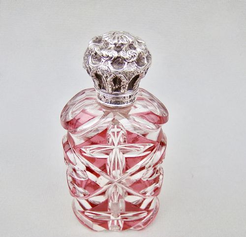 fig 1. STUNNING VICTORIAN BOHEMIAN OVERLAY CRANBERRY GLASS SCENT BOTTLE, CIRCA 1870