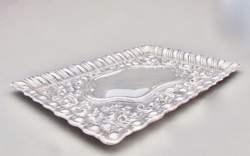 fig 1. EXQUISITE EDWARDIAN SILVER DRESSING TABLE TRAY BY WILLIAMS LTD, BIRMINGHAM 1906