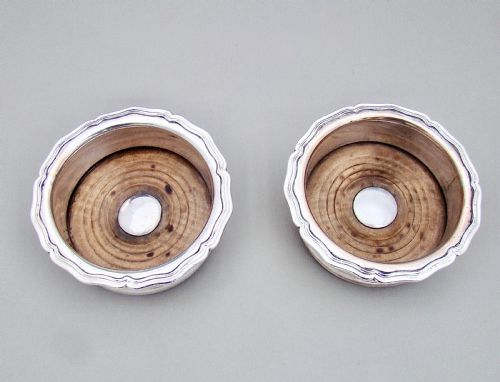 fig 1. PAIR OF GEORGIAN SILVER PLATED WINE COASTERS OR BOTTLE COASTERS, CIRCA 1800