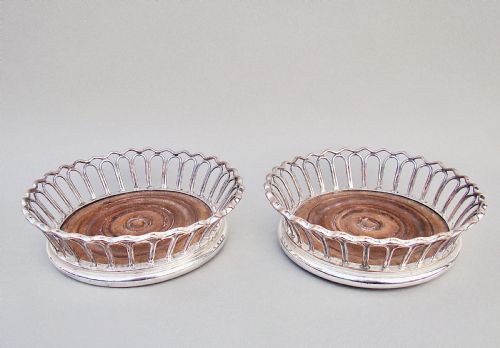 fig 1. PAIR OF GEORGIAN OLD SHEFFIELD PLATE WIREWORK WINE COASTERS, CIRCA 1800