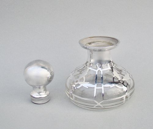 fig 2. ART NOUVEAU OVERLAY STERLING SILVER & GLASS SCENT BOTTLE, CIRCA 1900