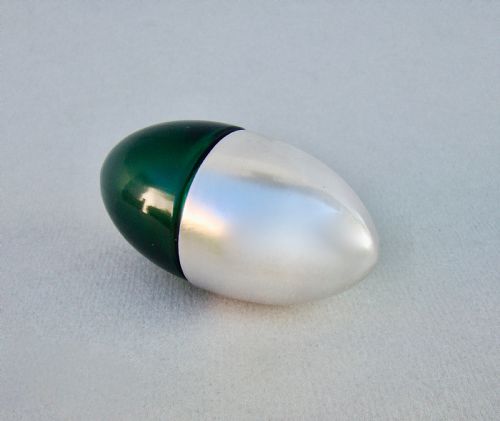 fig 2. LARGE EMERALD GREEN GLASS BULLET SHAPED SCENT BOTTLE WITH SILVER PLATED LID, CIRCA 1900.