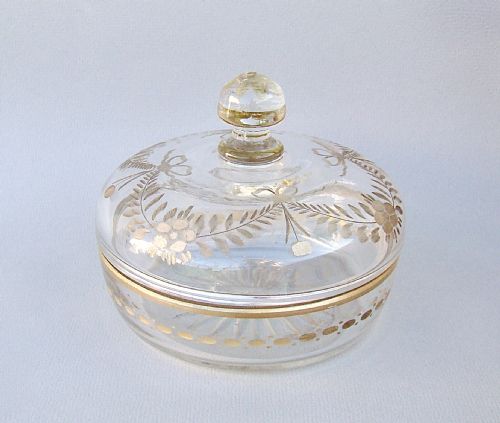 19th Century French Gilt Glass Dressing Table Jar , Circa 1890
