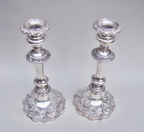 fig 1. PAIR OF GEORGIAN OLD SHEFFIELD PLATE CANDLESTICKS, CIRCA 1820