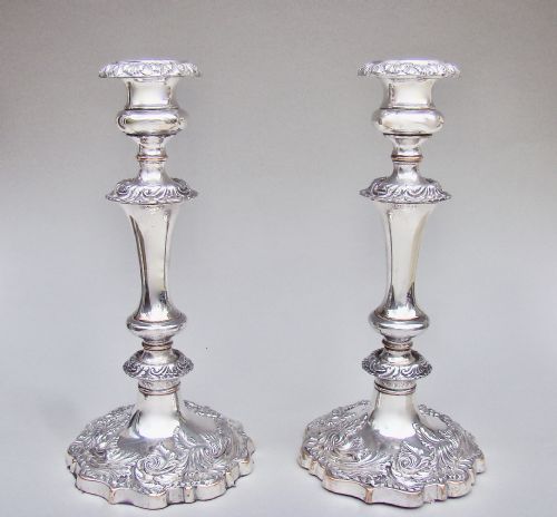 Pair of Georgian Old Sheffield Plate Candlesticks, Circa 1820