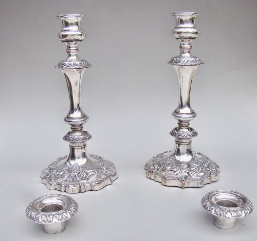 fig 2. PAIR OF GEORGIAN OLD SHEFFIELD PLATE CANDLESTICKS, CIRCA 1820