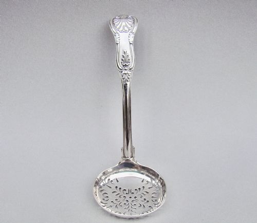 Handsome Victorian Solid Silver Kings Pattern Sifter Ladle by J & a Savory, London 1845