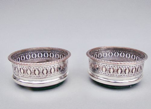 Pair of Edwardian Silver Plated Condiment Coasters, Circa 1910