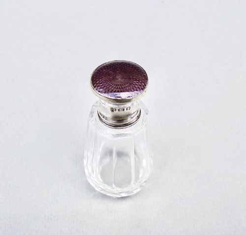 Art Deco Silver and Enamelled Glass Scent Bottle by Henry Perkins, London 1928