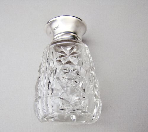 fig 3. GORGEOUS ART DECO SILVER & GUILLOCHE ENAMEL SCENT BOTTLE BY A. J. PEPPER & CO, BIRMINGHAM 1924