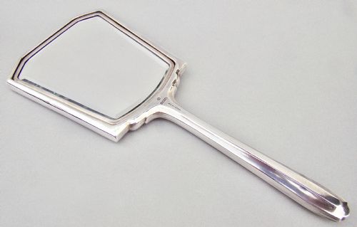 fig 2. FABULOUS ART DECO SILVER AND GUILLOCHE ENAMEL HAND MIRROR BY ALEXANDER CLARK, BIRMINGHAM 1934
