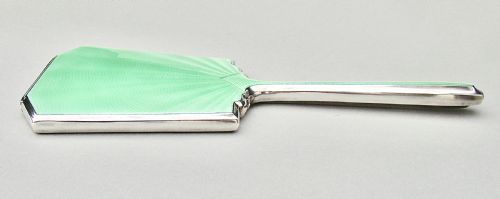 fig 3. FABULOUS ART DECO SILVER AND GUILLOCHE ENAMEL HAND MIRROR BY ALEXANDER CLARK, BIRMINGHAM 1934