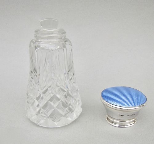 fig 2. GORGEOUS ART DECO SILVER & GUILLOCHE ENAMEL SCENT BOTTLE BY WALKER & HALL, BIRMINGHAM 1937
