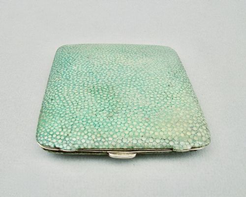 fig 1. ART DECO SILVER PLATED SHAGREEN COMPACT, CIRCA 1930