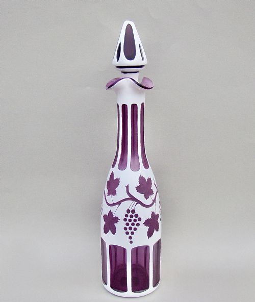Bohemian Amethyst Overlay Glass Decanter, Circa 1890
