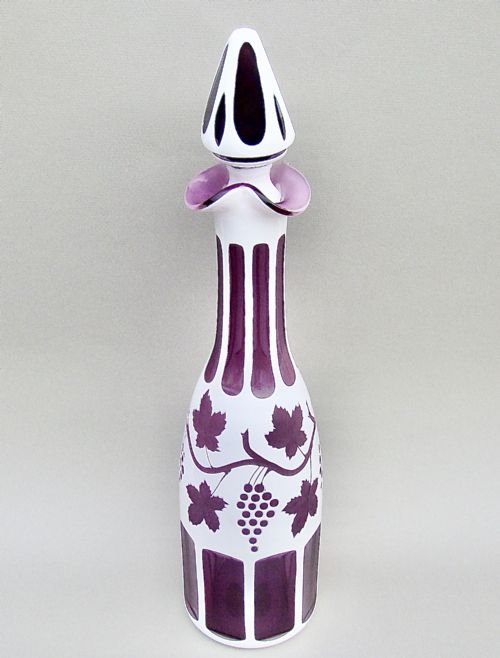 fig 1. BOHEMIAN AMETHYST OVERLAY GLASS DECANTER, CIRCA 1890
