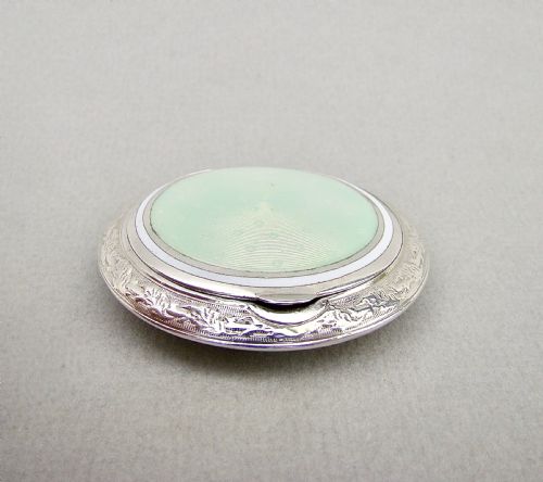 fig 2. EXQUISITE ART DECO CONTINENTAL SILVER AND GUILLOCHE ENAMEL COMPACT, CIRCA 1930
