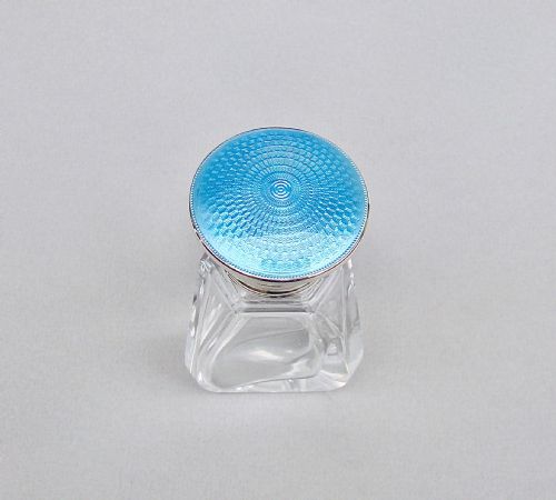 fig 2. ELEGANT ART DECO SILVER & GUILLOCHE ENAMEL SCENT BOTTLE BY ALEXANDER CLARK, BIRMINGHAM 1925
