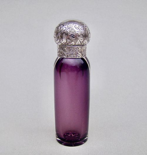 Victorian Silver and Amethyst Glass Scent Bottle, Circa 1890