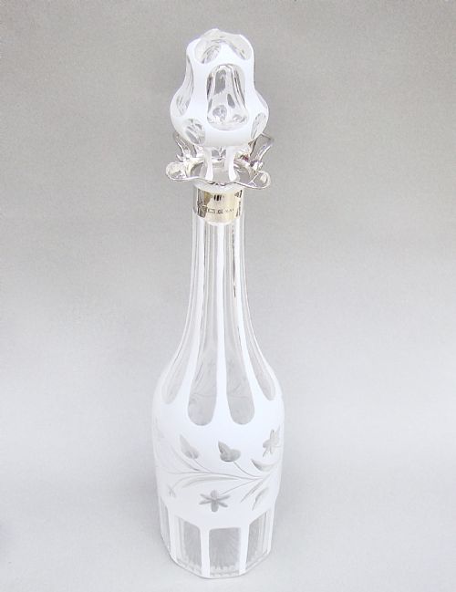 fig 1. RARE EDWARDIAN SILVER MOUNTED BOHEMIAN GLASS DECANTER BY LATHAM & MORTON, BIRMINGHAM 1902