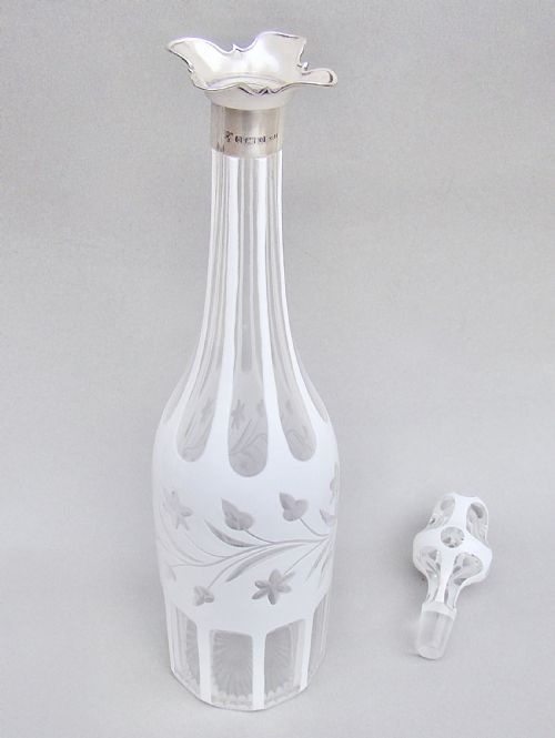 fig 2. RARE EDWARDIAN SILVER MOUNTED BOHEMIAN GLASS DECANTER BY LATHAM & MORTON, BIRMINGHAM 1902