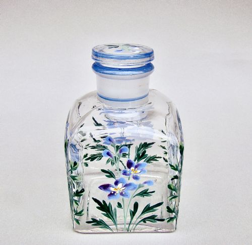 19th Century French Enamelled Glass Cologne Bottle, Circa 1890