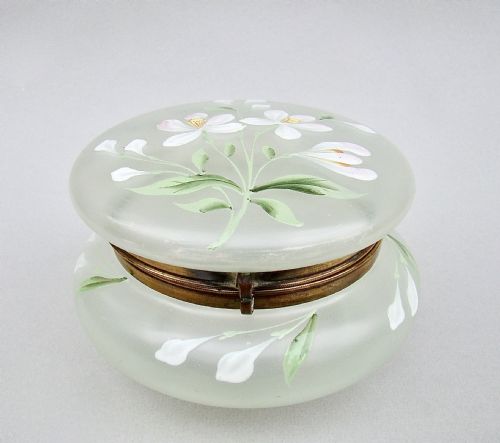 Art Nouveau French Enamelled Glass Trinket Box, Circa 1900
