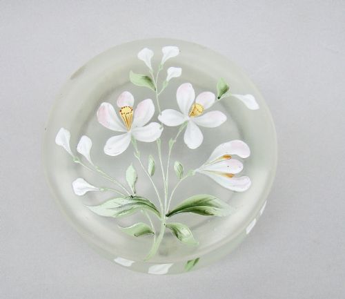 fig 1. ART NOUVEAU FRENCH ENAMELLED GLASS TRINKET BOX, CIRCA 1900