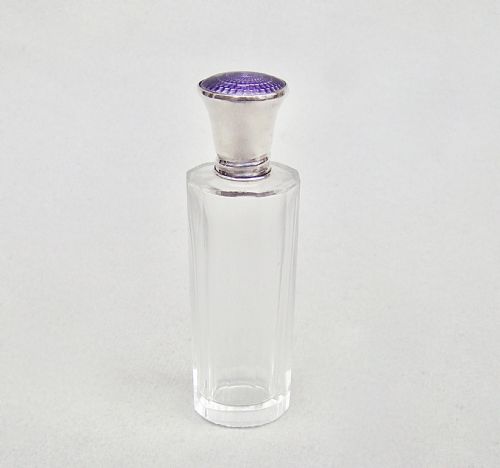fig 1. ART DECO SILVER & GUILLOCHE ENAMEL SCENT BOTTLE BY ALEXANDER CLARK, BIRMINGHAM 1926