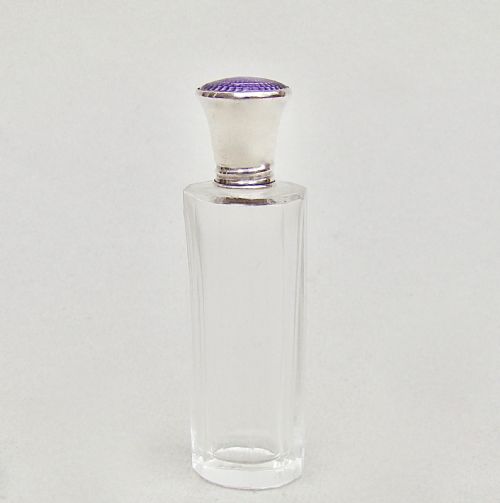 fig 2. ART DECO SILVER & GUILLOCHE ENAMEL SCENT BOTTLE BY ALEXANDER CLARK, BIRMINGHAM 1926