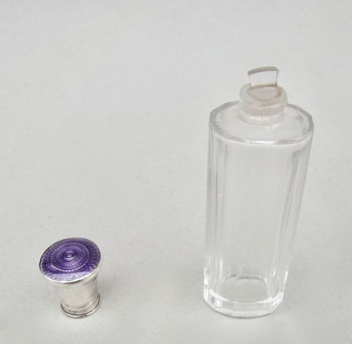 fig 3. ART DECO SILVER & GUILLOCHE ENAMEL SCENT BOTTLE BY ALEXANDER CLARK, BIRMINGHAM 1926