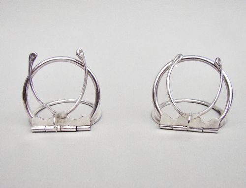 Novelty Pair of Edwardian Silver Wishbone Menu Holders by Grey & Co, Birmingham 1903