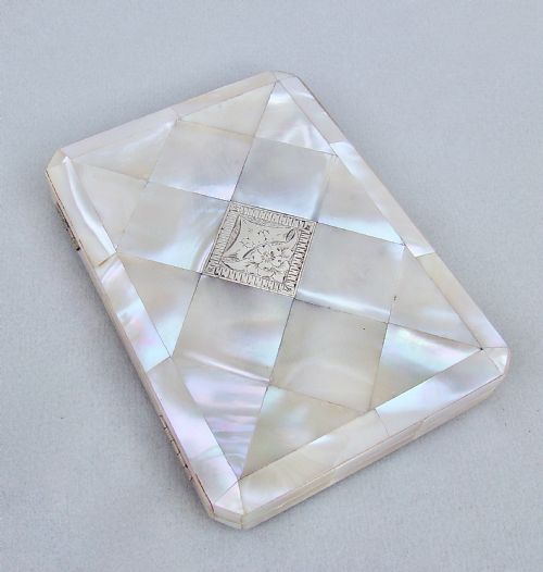 fig 1. EXQUISITE VICTORIAN SILVER & MOTHER OF PEARL CALLING CARD CASE , CIRCA 1870