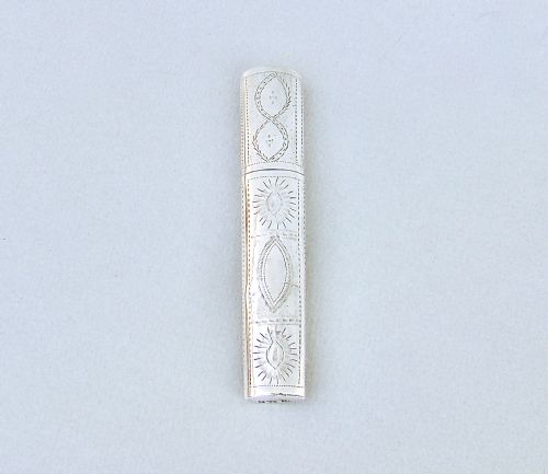 fig 1. RARE GEORGIAN SILVER NEEDLE CASE BY SAMUEL PEMBERTON, BIRMINGHAM 1792