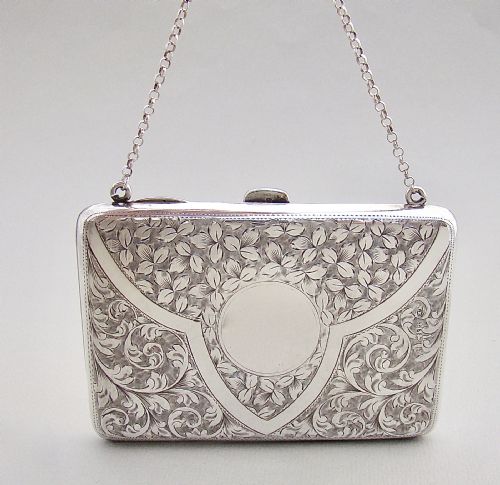 Exquisite Edwardian Silver Silver Card Case & Aide Memoire by William Hayes , Birmingham 1909