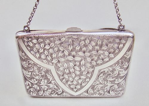 fig 2. EXQUISITE EDWARDIAN SILVER SILVER CARD CASE & AIDE MEMOIRE BY WILLIAM HAYES , BIRMINGHAM 1909