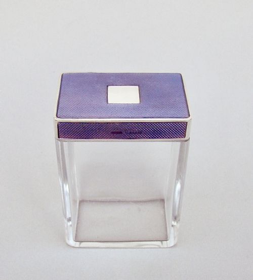 Fabulous Silver and Guilloche Enamel Dressing Table Jar by B .& G. West, London 1942
