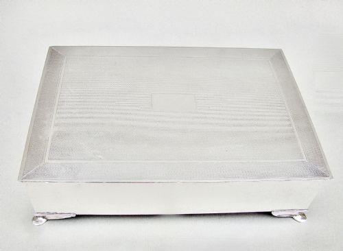 Art Deco Design Solid Silver Playing Cards Box , Birmingham 1950