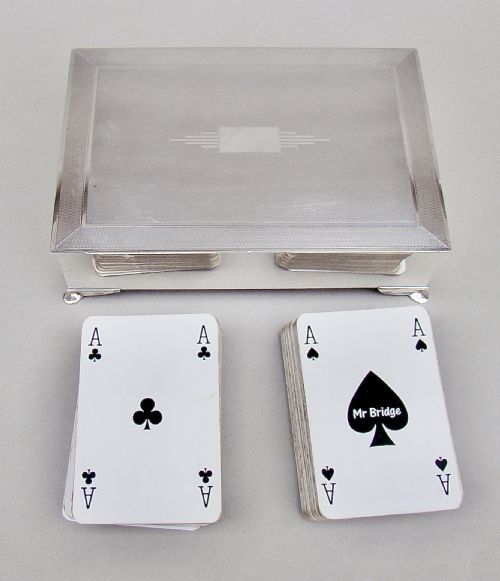 fig 2. ART DECO DESIGN SOLID SILVER PLAYING CARDS BOX , BIRMINGHAM 1950