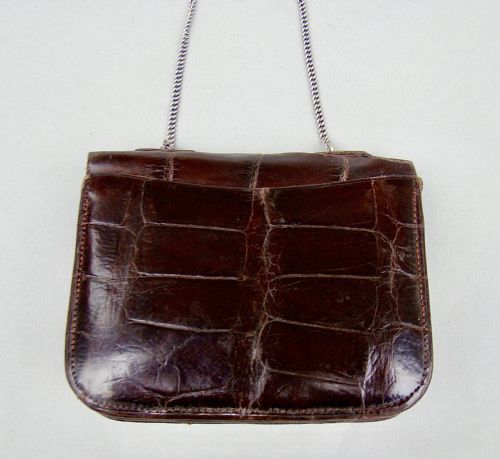 fig 2. FABULOUS ART NOUVEAU SILVER & CROCODILE SKIN PURSE BY OLIVER & CO, IMPORT MARKS FOR BIRMINGHAM 1902