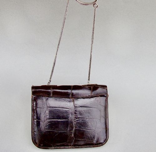 fig 3. FABULOUS ART NOUVEAU SILVER & CROCODILE SKIN PURSE BY OLIVER & CO, IMPORT MARKS FOR BIRMINGHAM 1902