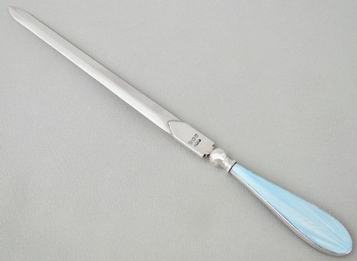 Art Deco Silver & Guilloche Enamel Letter Opener by Joseph Cook & Son, Birmingham 1933