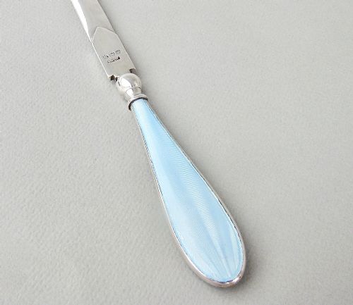 fig 2. ART DECO SILVER & GUILLOCHE ENAMEL LETTER OPENER BY JOSEPH COOK & SON, BIRMINGHAM 1933