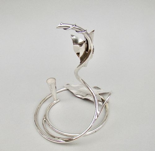 fig 1. RARE ART NOUVEAU SILVER CANDLE HOLDER OR TAPERSTICK BY COLES & FRYER, BIRMINGHAM 1910