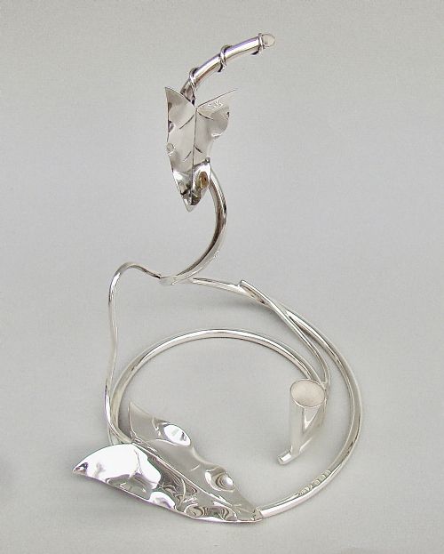 fig 2. RARE ART NOUVEAU SILVER CANDLE HOLDER OR TAPERSTICK BY COLES & FRYER, BIRMINGHAM 1910
