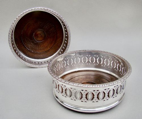 Elegant Pair of Edwardian Silver Plated Wine Coasters, Circa 1900